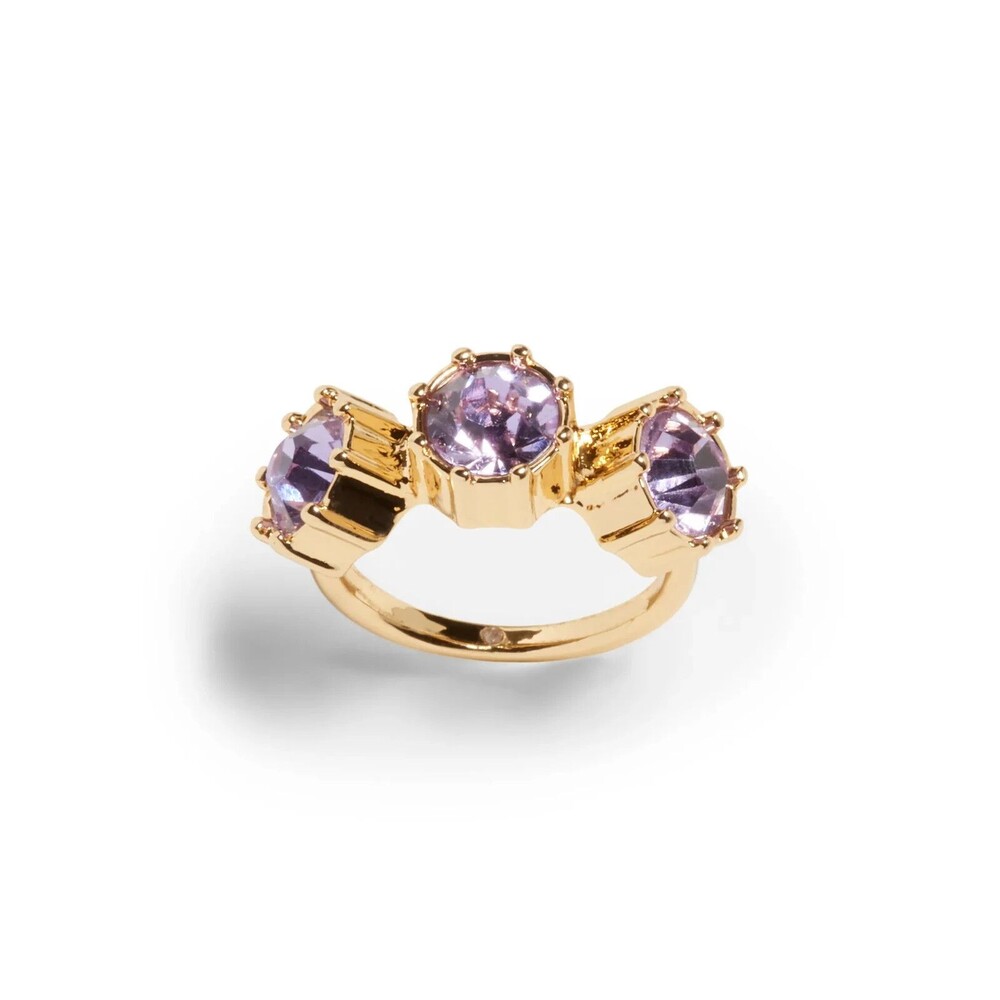 Banana Republic Women's Roots of BR Modern Triple Gemstone Ring NWT 48 amethyst